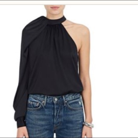 A.L.C. Tops - A.L.C. Piper Black Silk One Shoulder  Blouse SZ 2